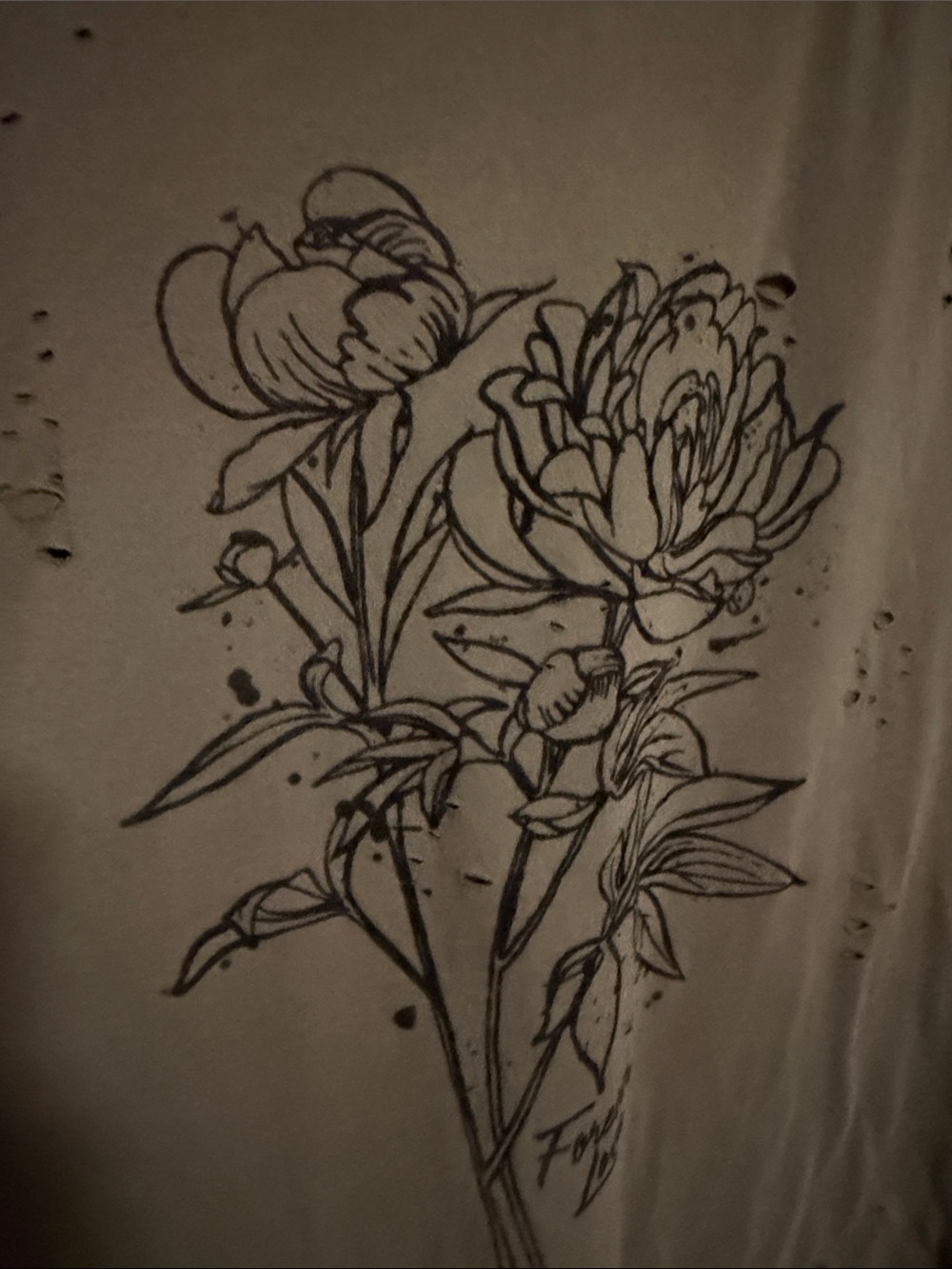 torrid Olive Green Short Sleeve Tee with Black Floral Sketch - Picture 3 of 5